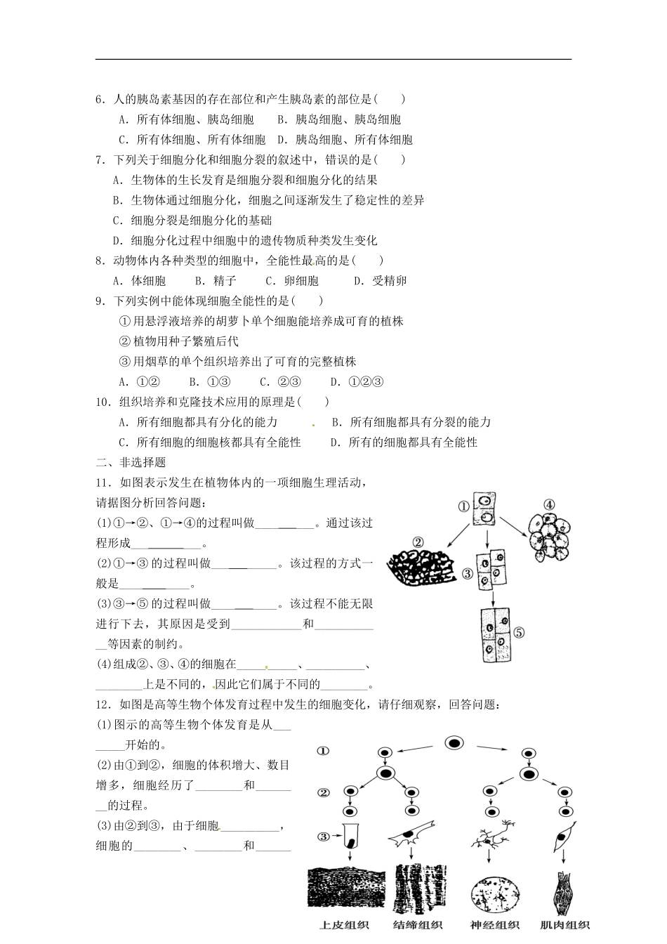 2014高中生物 6.2 细胞的分化导学案 新人教版必修1_第3页