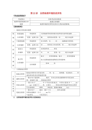 2014高考地理一轮全程复习方案 第22讲 自然地理环境的差异性 湘教版