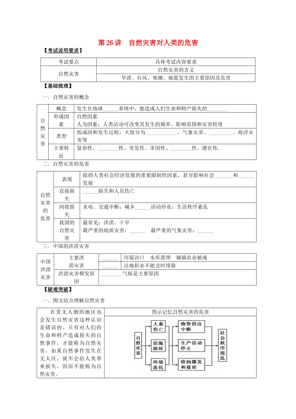 2014高考地理一轮全程复习方案 第26讲 自然灾害对人类的危害 湘教版_第1页