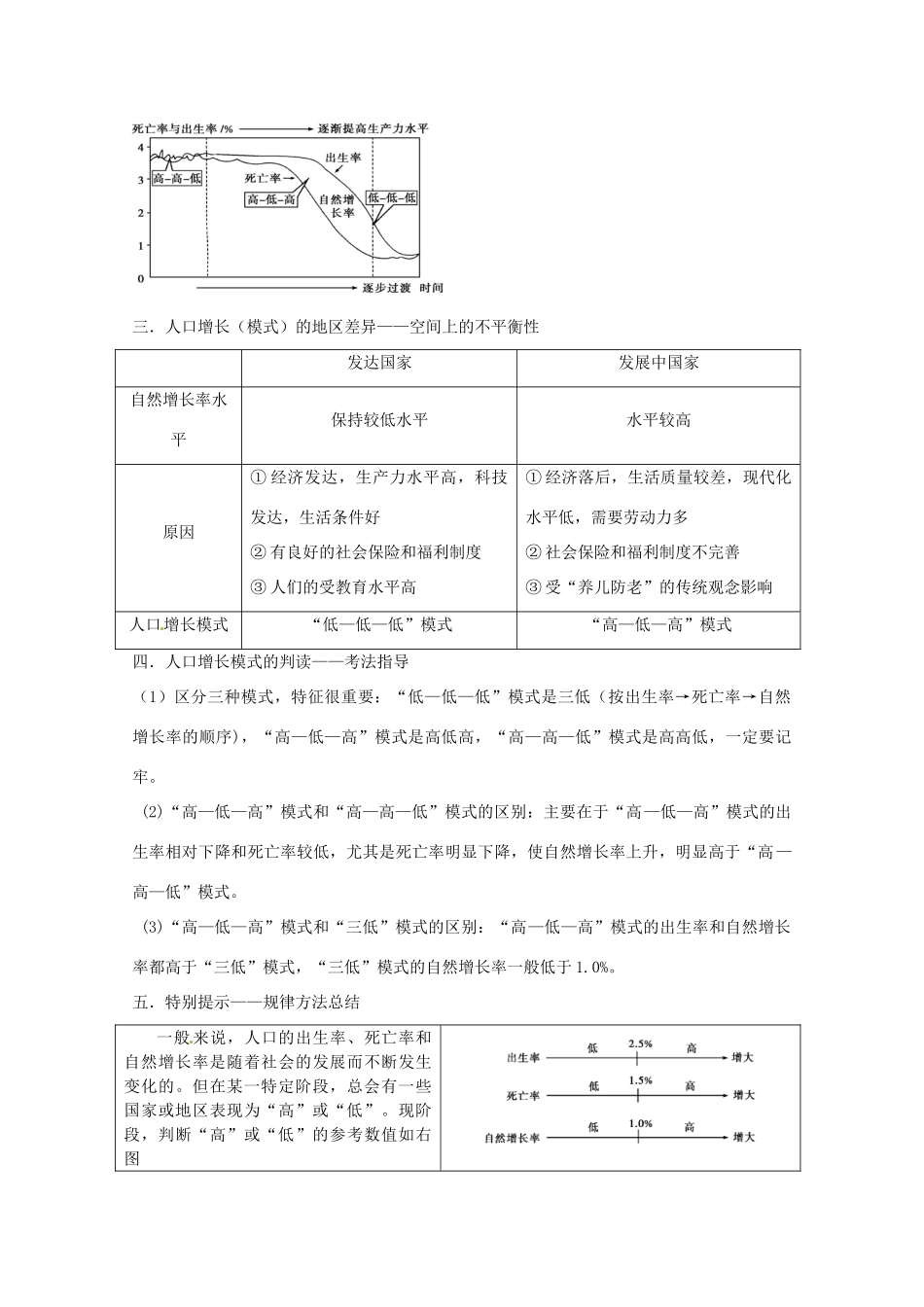 2014高考地理一轮全程复习方案 第27讲 人口增长模式 湘教版_第3页