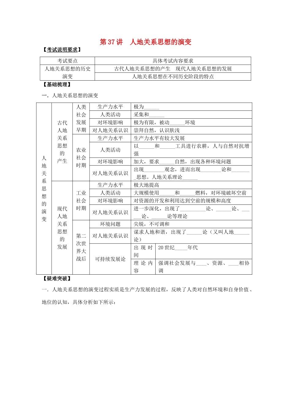 2014高考地理一轮全程复习方案 第37讲 人地关系思想的演变 湘教版_第1页