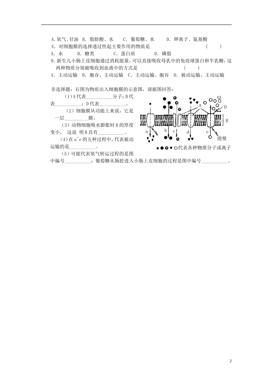 2014高中生物 第三节 物质跨膜运输的方式学案 新人教版必修1_第2页