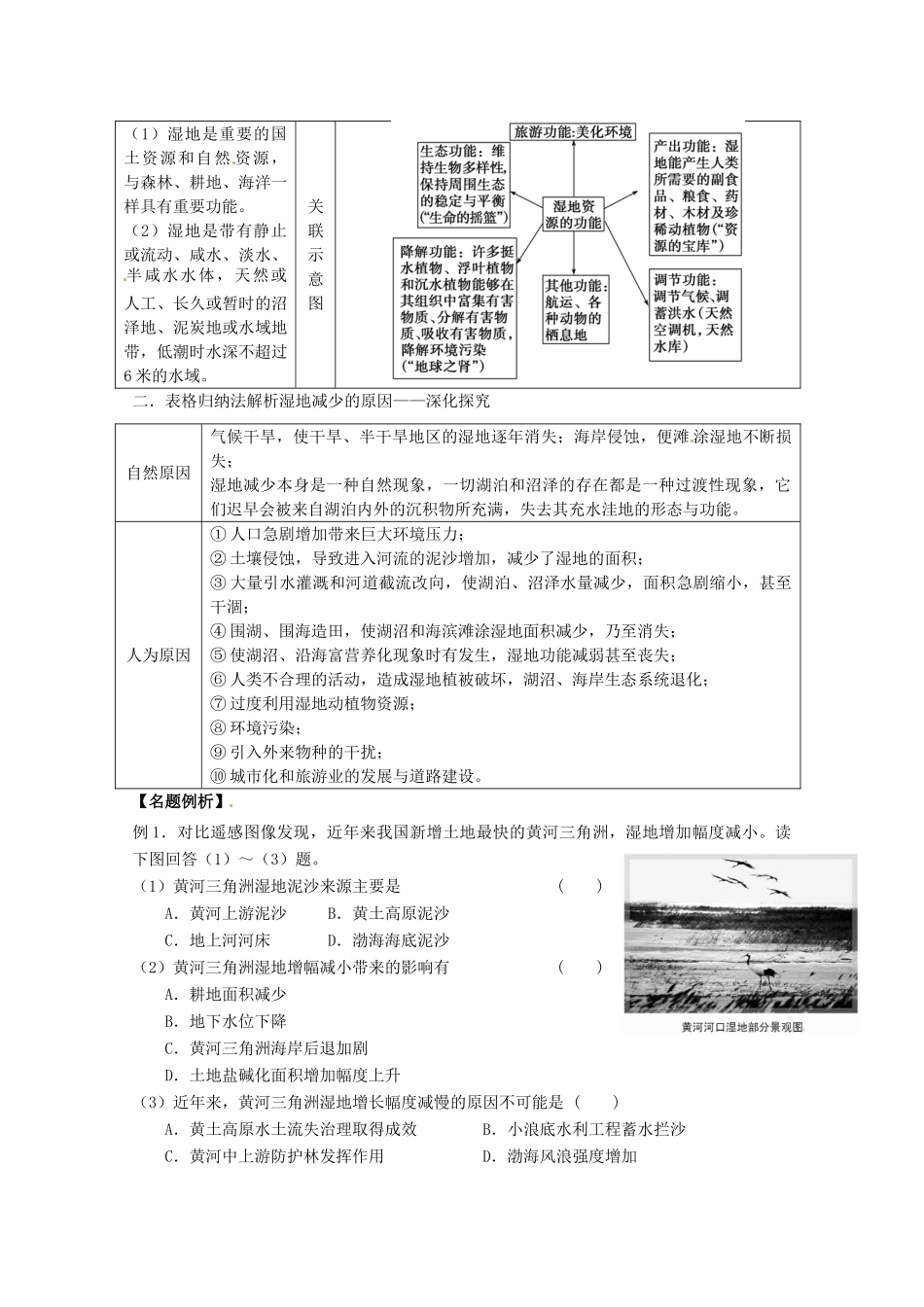 2014高考地理一轮全程复习方案 第43讲 湿地资源的开发与保护 湘教版_第2页