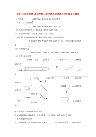 2014年高考生物 基础冲刺 人体生命活动的调节和免疫复习教案
