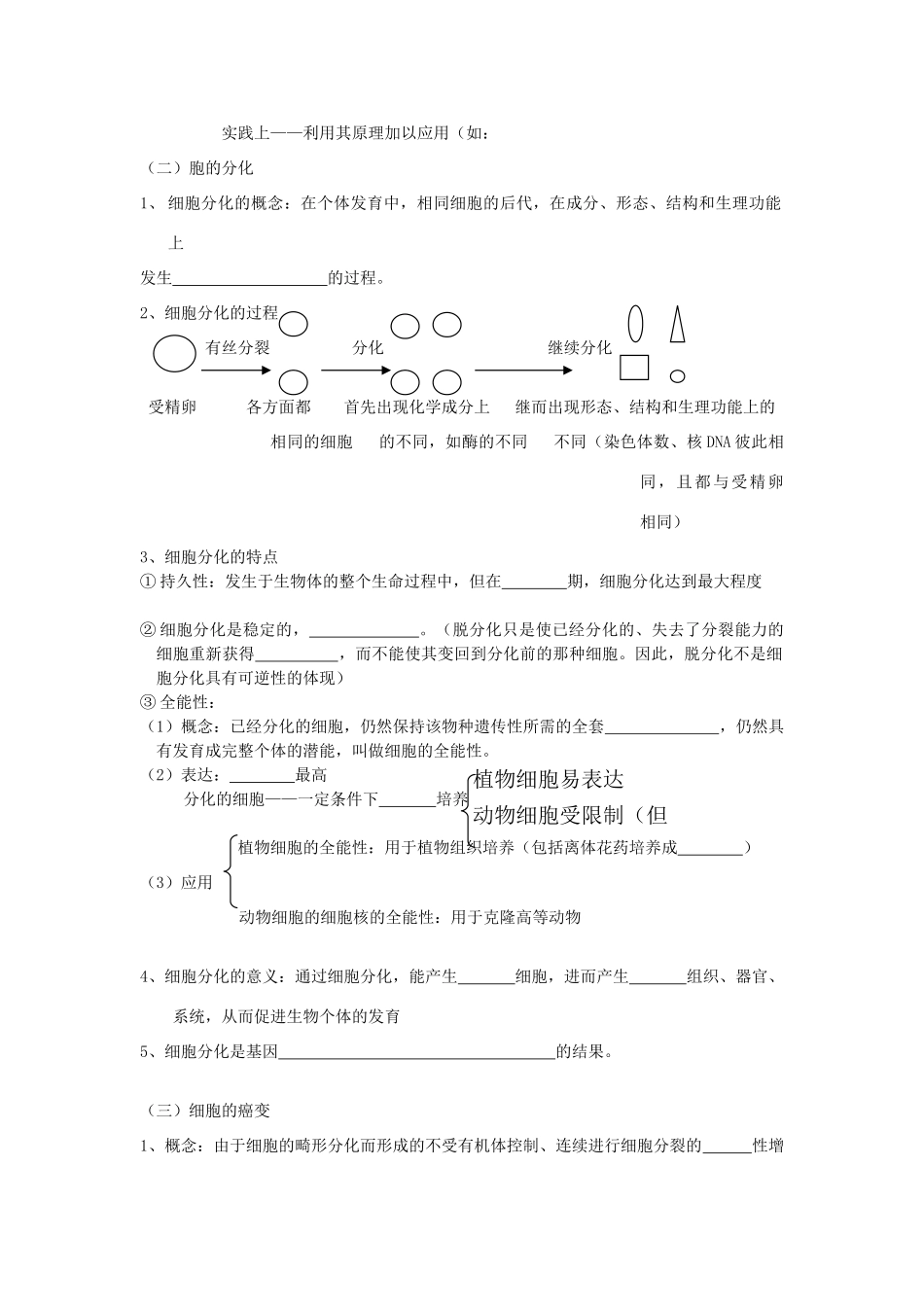 2014年高考生物 基础冲刺 生物膜及细胞工程、细胞的分化、癌变和衰老复习教案_第2页