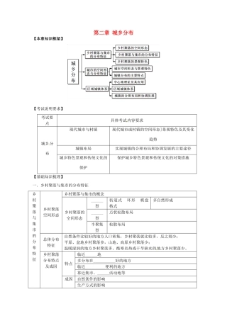 2014高考地理一轮全程复习方案 第56讲 城乡规划（城乡分布）湘教版