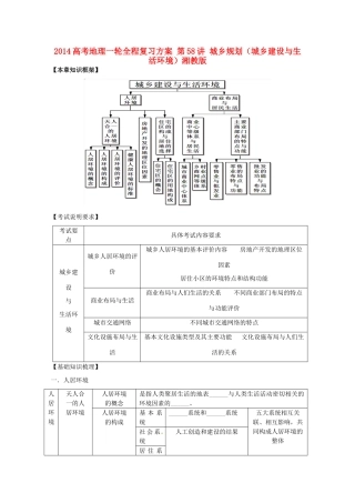 2014高考地理一轮全程复习方案 第58讲 城乡规划（城乡建设与生活环境）湘教版