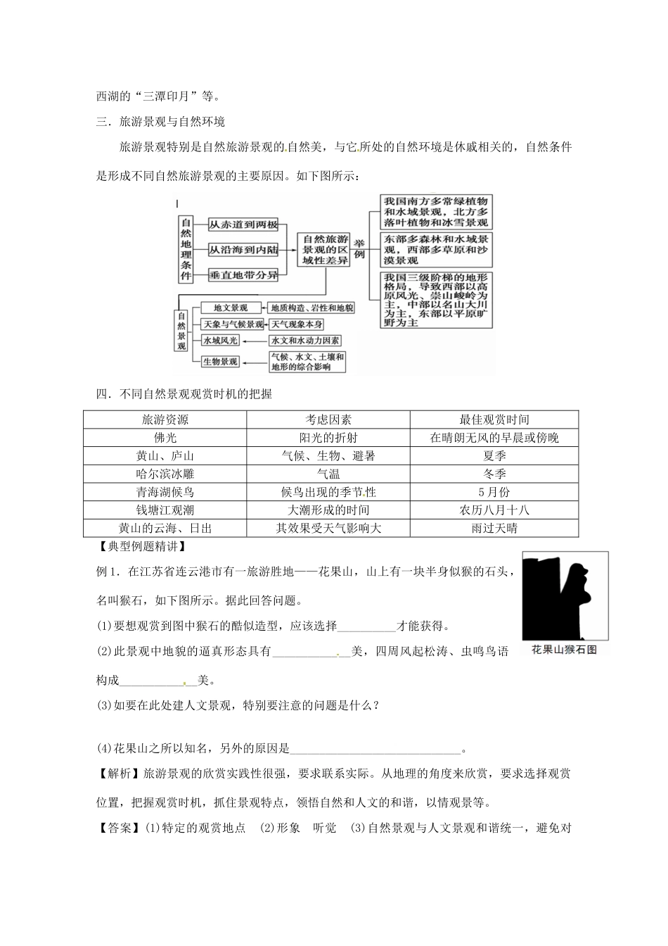 2014高考地理一轮全程复习方案 第60讲 旅游地理（旅游景观的欣赏）湘教版_第3页