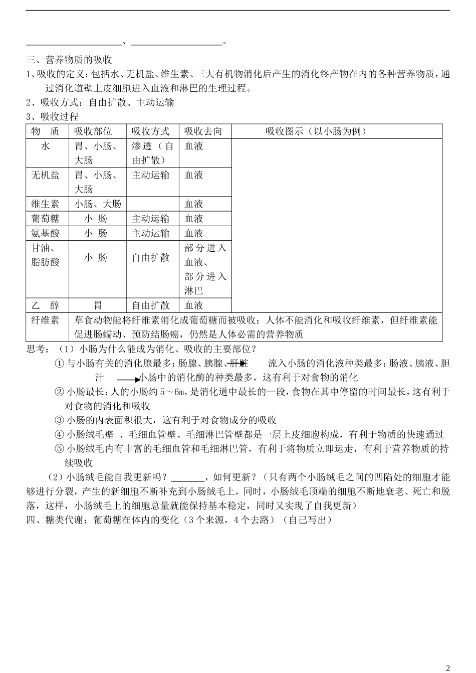 2014年高考生物 人和动物体内三在营养物质的代谢冲刺查漏补缺学案 人教版_第2页