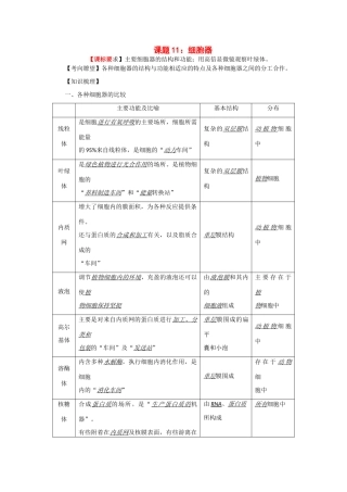 2014年高考生物 同步讲练结合素材 课题11 细胞器 中图版必修1