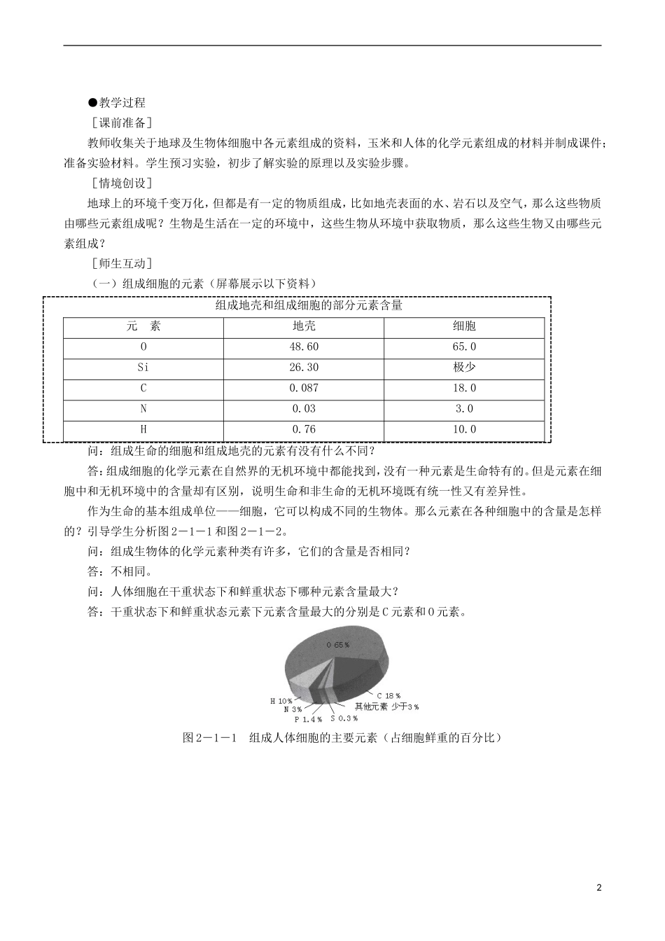 2014高中生物 细胞中的元素和化合物教学案 新人教版必修1_第2页
