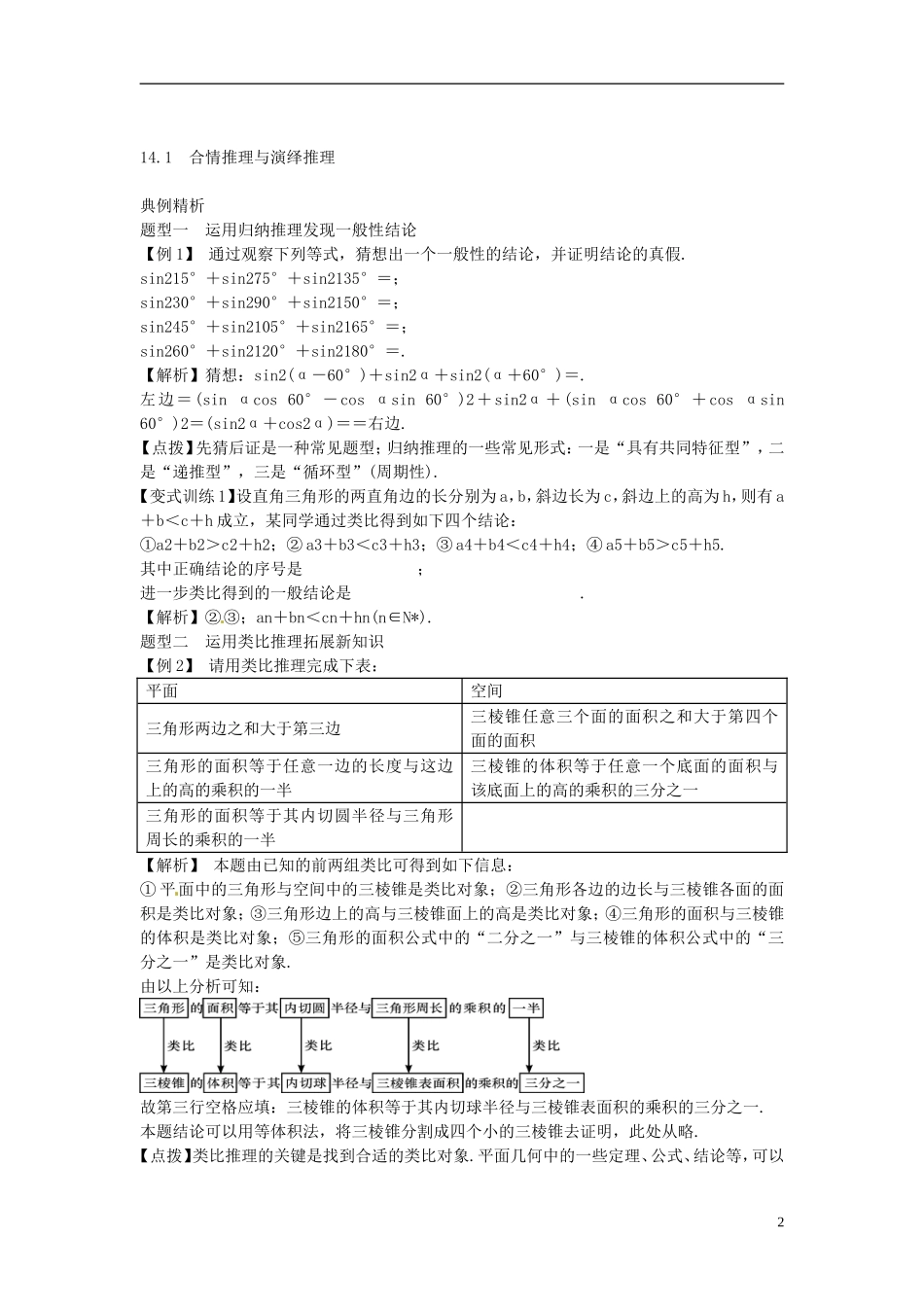2014高考数学一轮总复习 14.1 合情推理与演绎推理教案 理 新人教A版_第2页