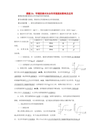 2014年高考生物 同步讲练结合素材 课题26 光合作用的影响因素 中图版必修1