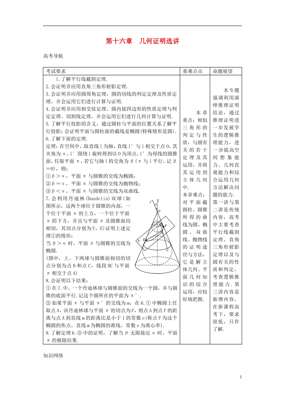 2014高考数学一轮总复习 16.1 相似三角形的判定及有关性质教案 理 新人教A版_第1页