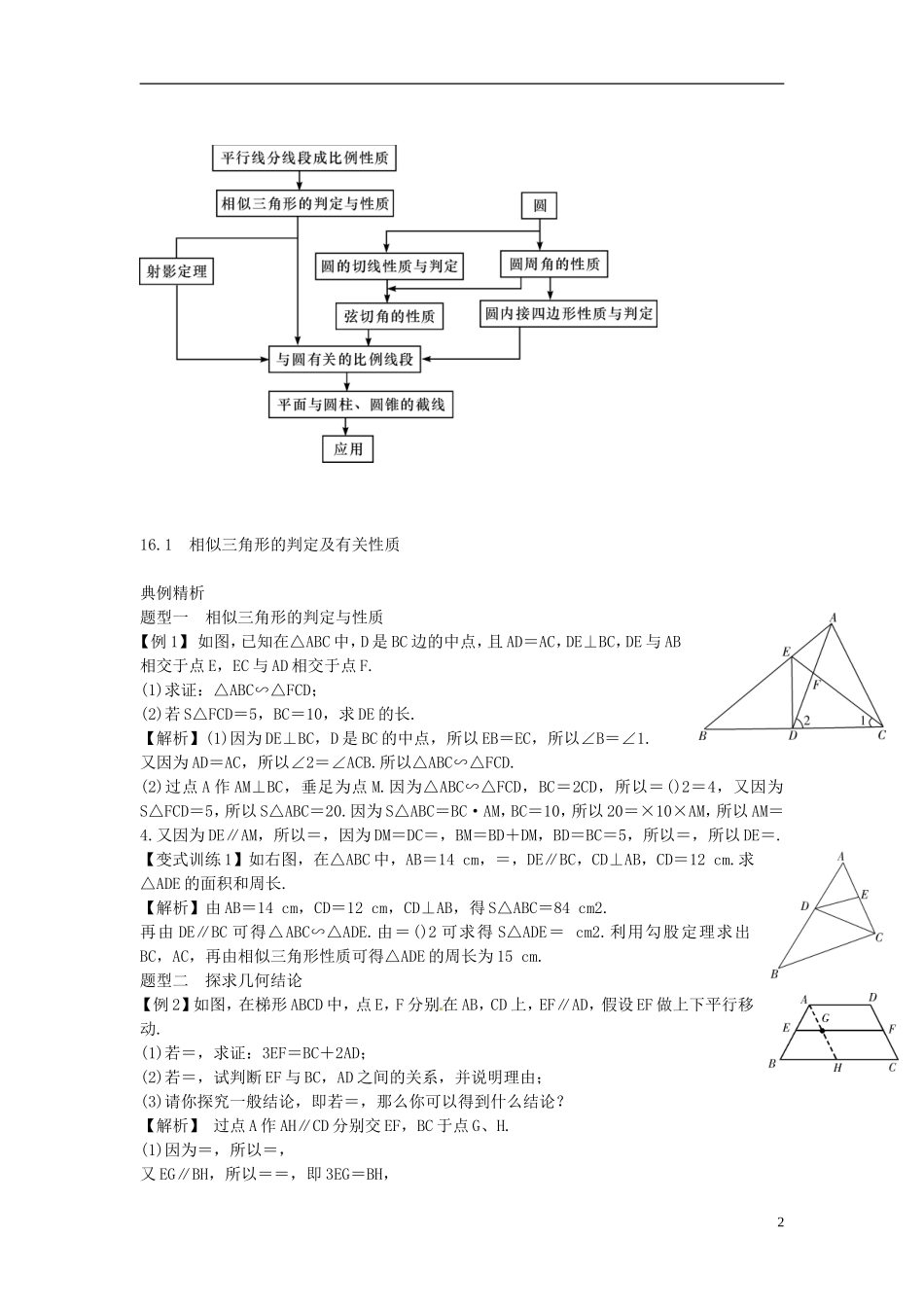 2014高考数学一轮总复习 16.1 相似三角形的判定及有关性质教案 理 新人教A版_第2页