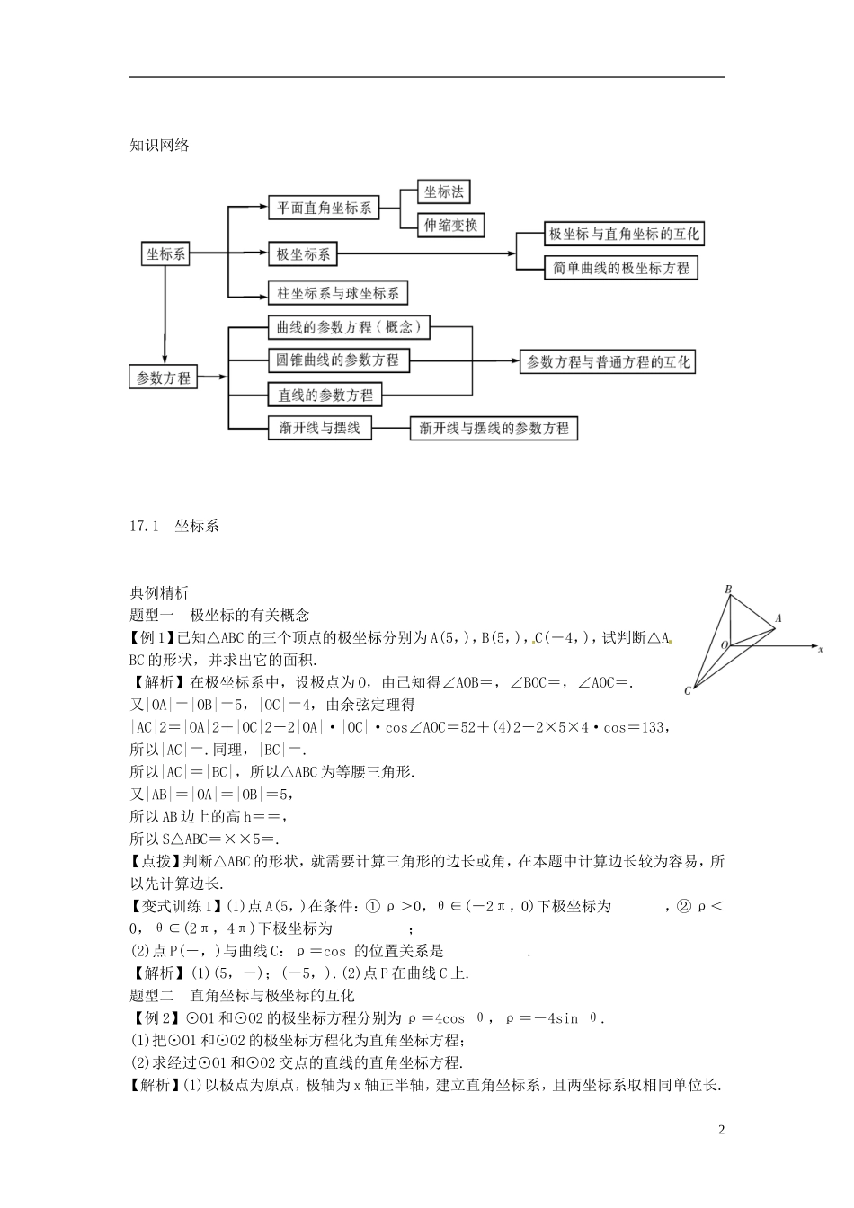 2014高考数学一轮总复习 17.1 坐标系教案 理 新人教A版_第2页