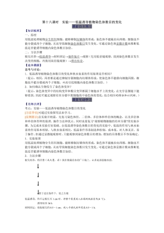 2014高中生物（课前预习+课堂学习+巩固训练+课后分层练习）第18课 低温诱导植物染色体数目的变化教学案 新人教版必修2