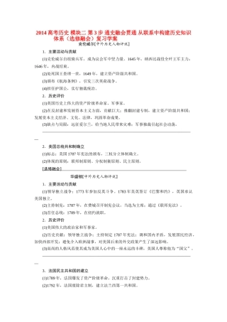 2014高考历史 模块二 第3步 通史融会贯通 从联系中构建历史知识体系（选修融会）复习学案