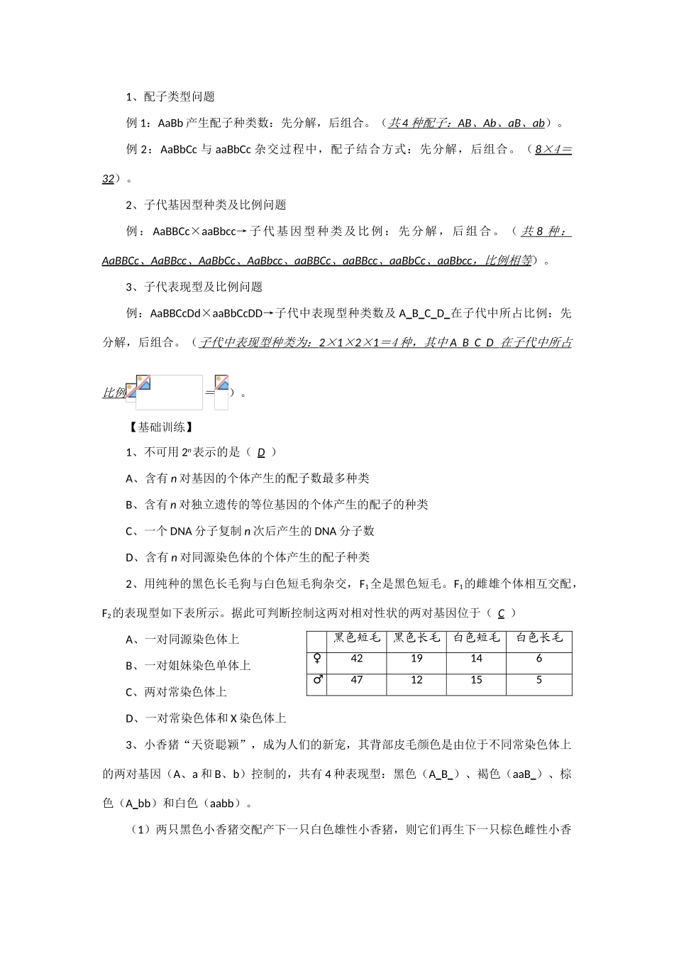 2014年高考生物 同步讲练结合素材 课题38 基因自由组合定律的应用 中图版必修1_第2页