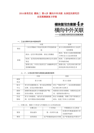 2014高考历史 模块二 第4步 横向中外关联 从深层次探究历史发展渊源复习学案