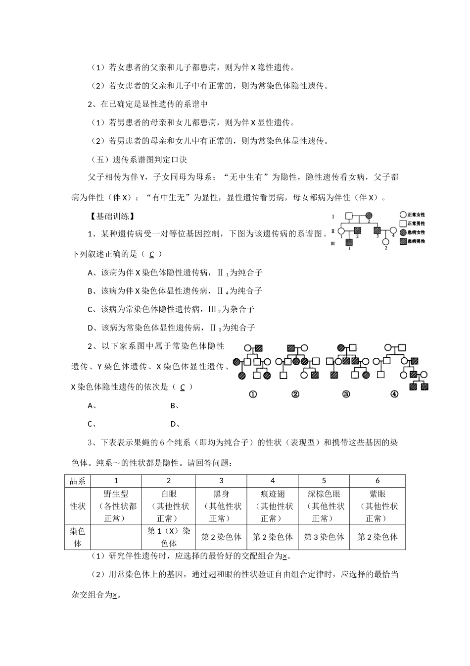 2014年高考生物 同步讲练结合素材 课题45 遗传图谱的分析 中图版必修1_第2页