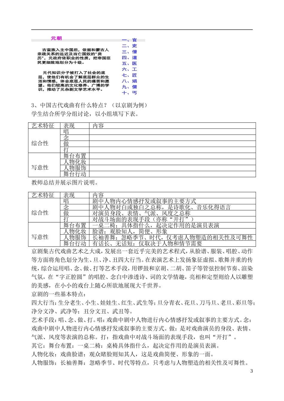 2014高中历史 第10课 梨园春秋教案 岳麓版必修3_第3页