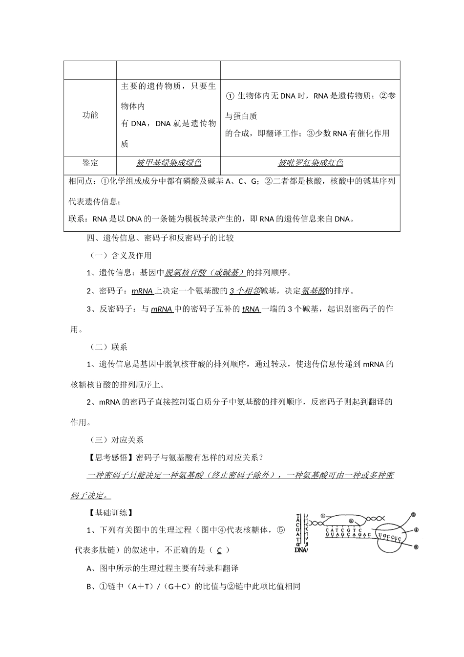 2014年高考生物 同步讲练结合素材 课题49 基因的表达 中图版必修1_第2页