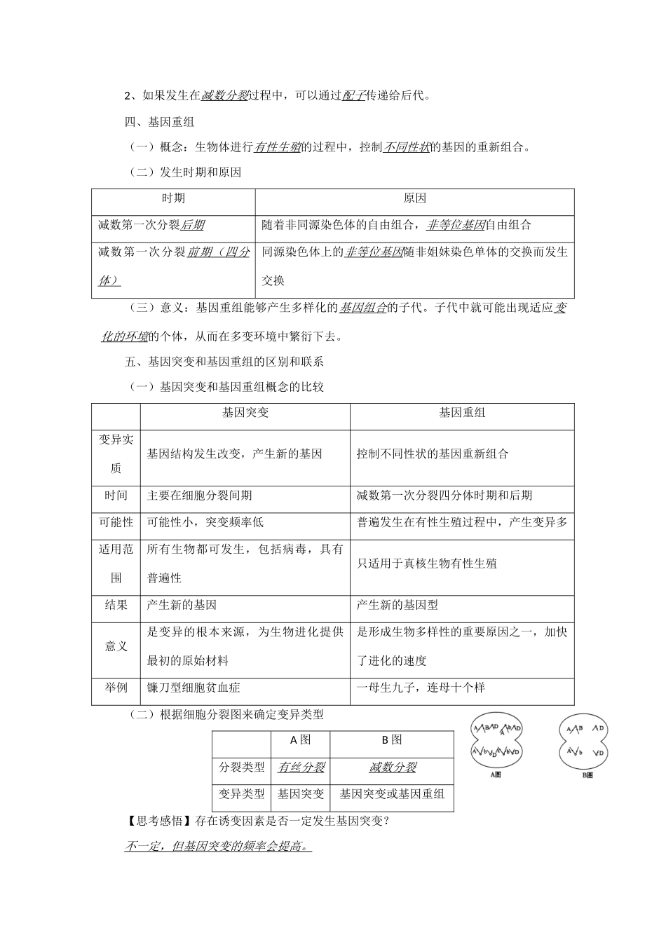 2014年高考生物 同步讲练结合素材 课题52 基因突变与基因重组 中图版必修1_第2页