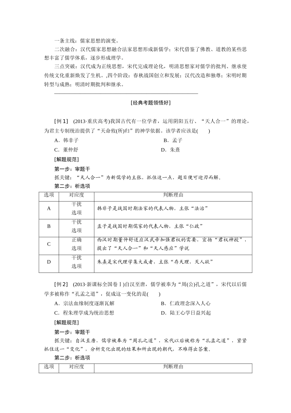 2014高考历史 模块一 第2步 专题三 中国传统文化主流思想的演变和古代中国的科学技术与文学艺术复习学案_第3页