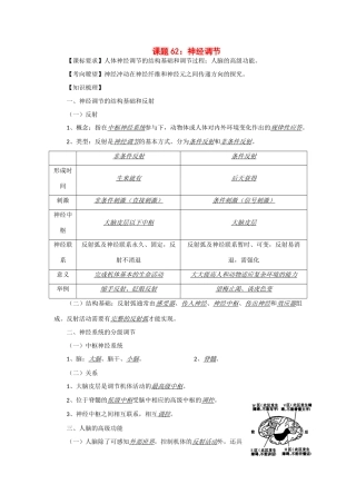 2014年高考生物 同步讲练结合素材 课题62 神经调节 中图版必修1