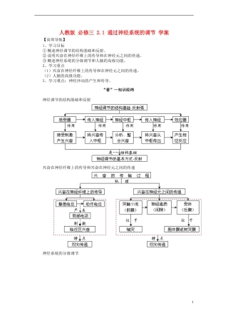 2014高中生物《2.1 通过神经系统的调节》学案 新人教版必修3