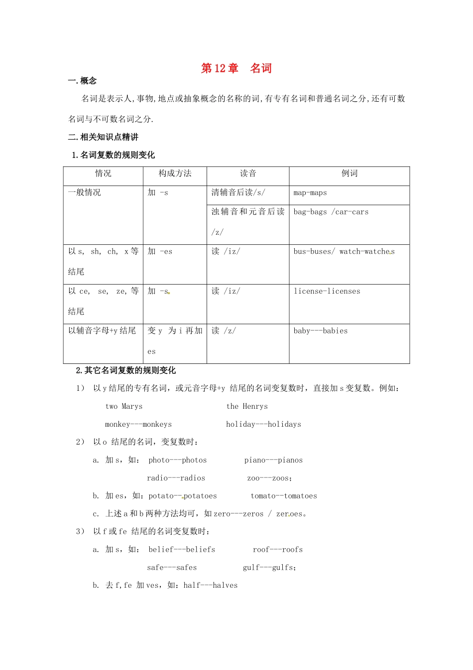 2014高考英语 语法专项复习 第12讲 名词素材_第1页