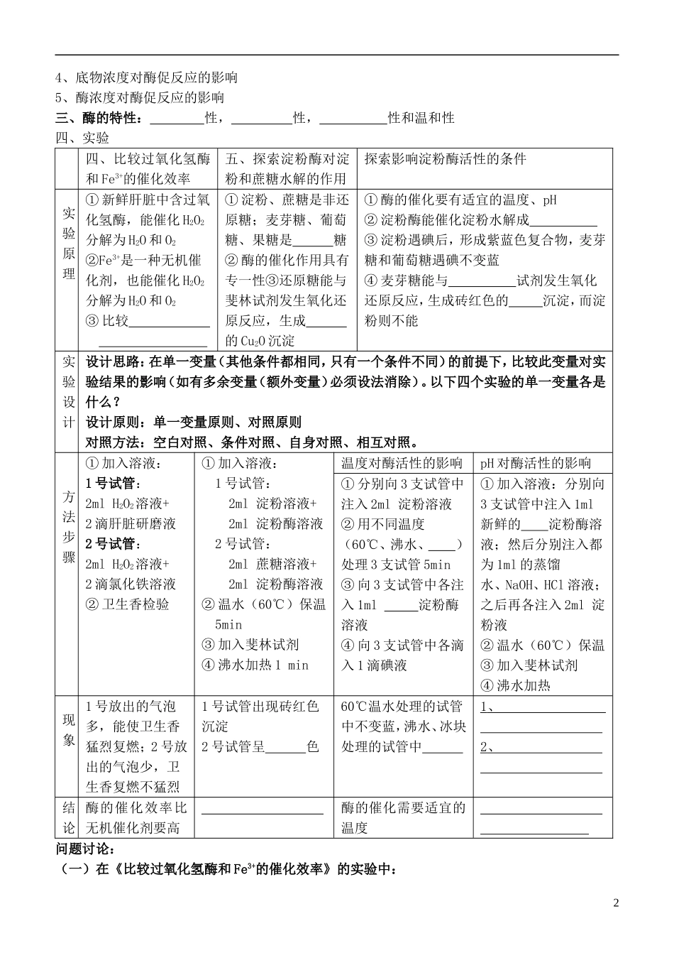 2014年高考生物 新陈代谢与酶、ATP冲刺查漏补缺学案 人教版_第2页