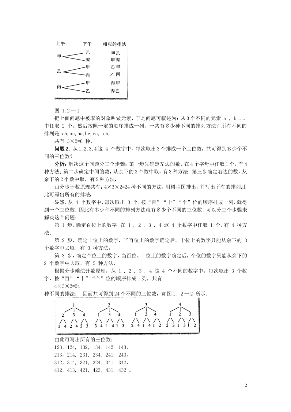 2014高中数学 1．2．1排列学案 新人教A版选修2-3_第2页