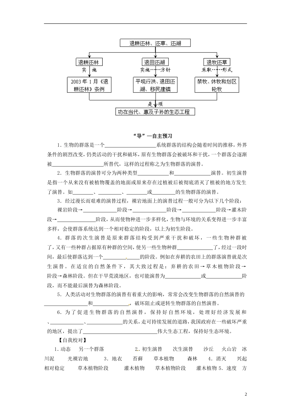 2014高中生物《4.4 群落的演替》学案 新人教版必修3_第2页
