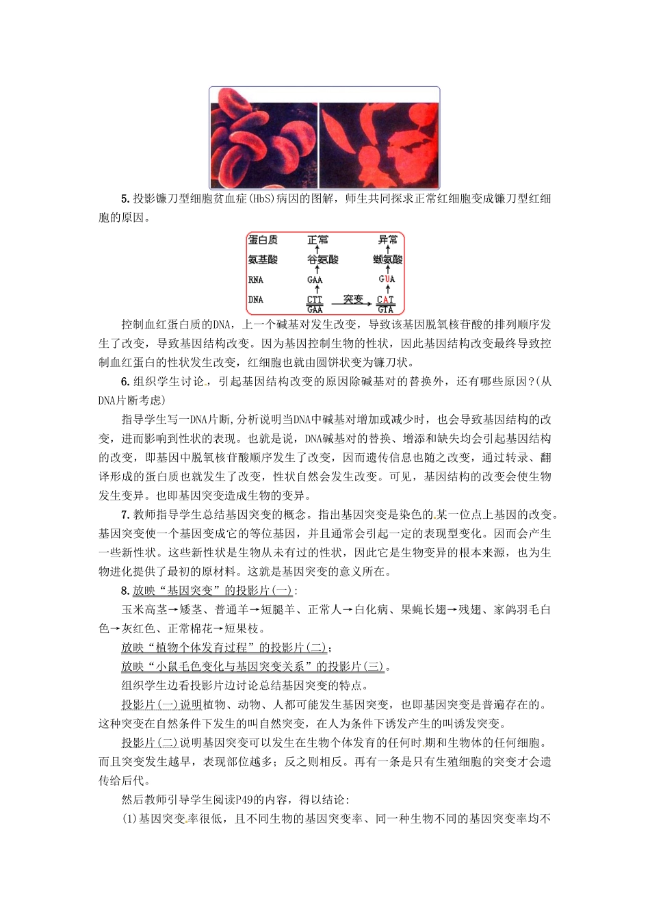 2014高中生物《5.1基因突变和基因重组》教学设计 新人教版必修2_第3页