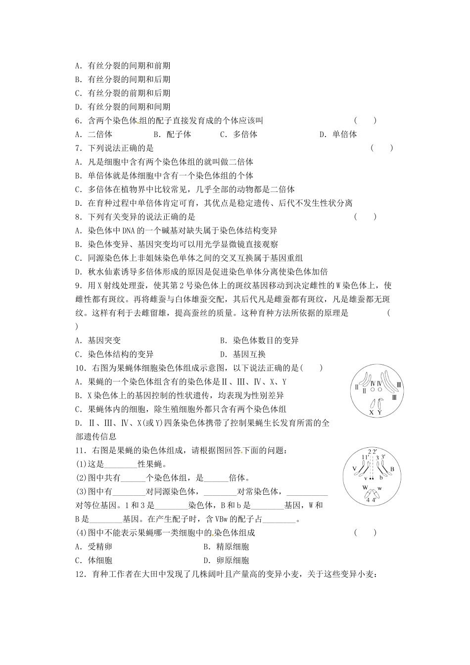 2014高中生物《5.2 染色体变异》学案（1）新人教版必修2_第3页