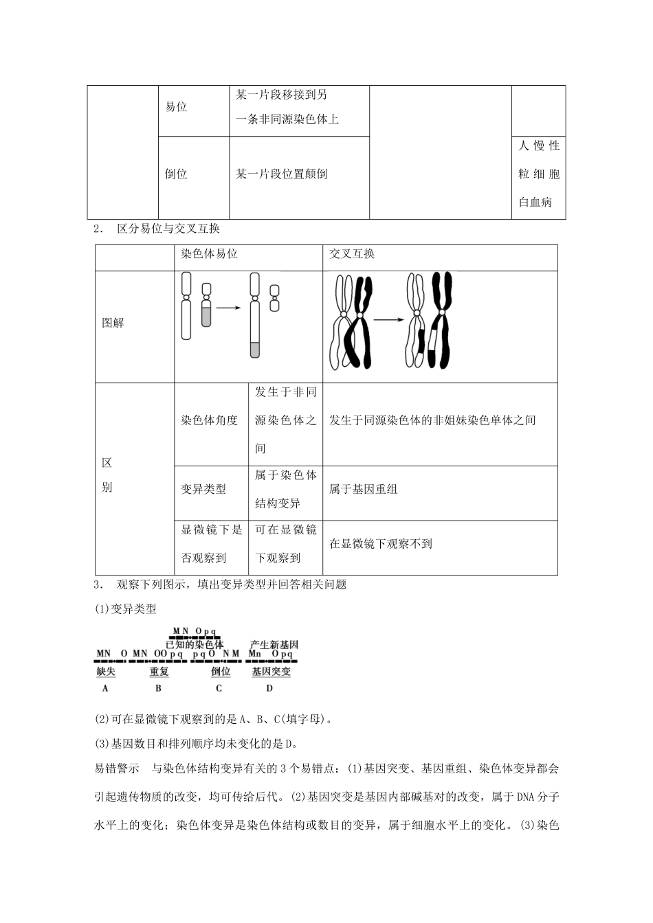 2014年高考生物大一轮复习 第七单元 第22讲 染色体变异教案_第3页