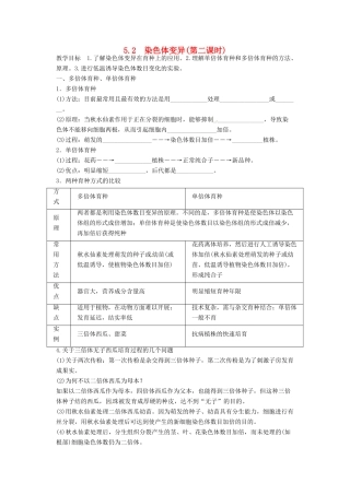 2014高中生物《5.2 染色体变异》学案（2）新人教版必修2