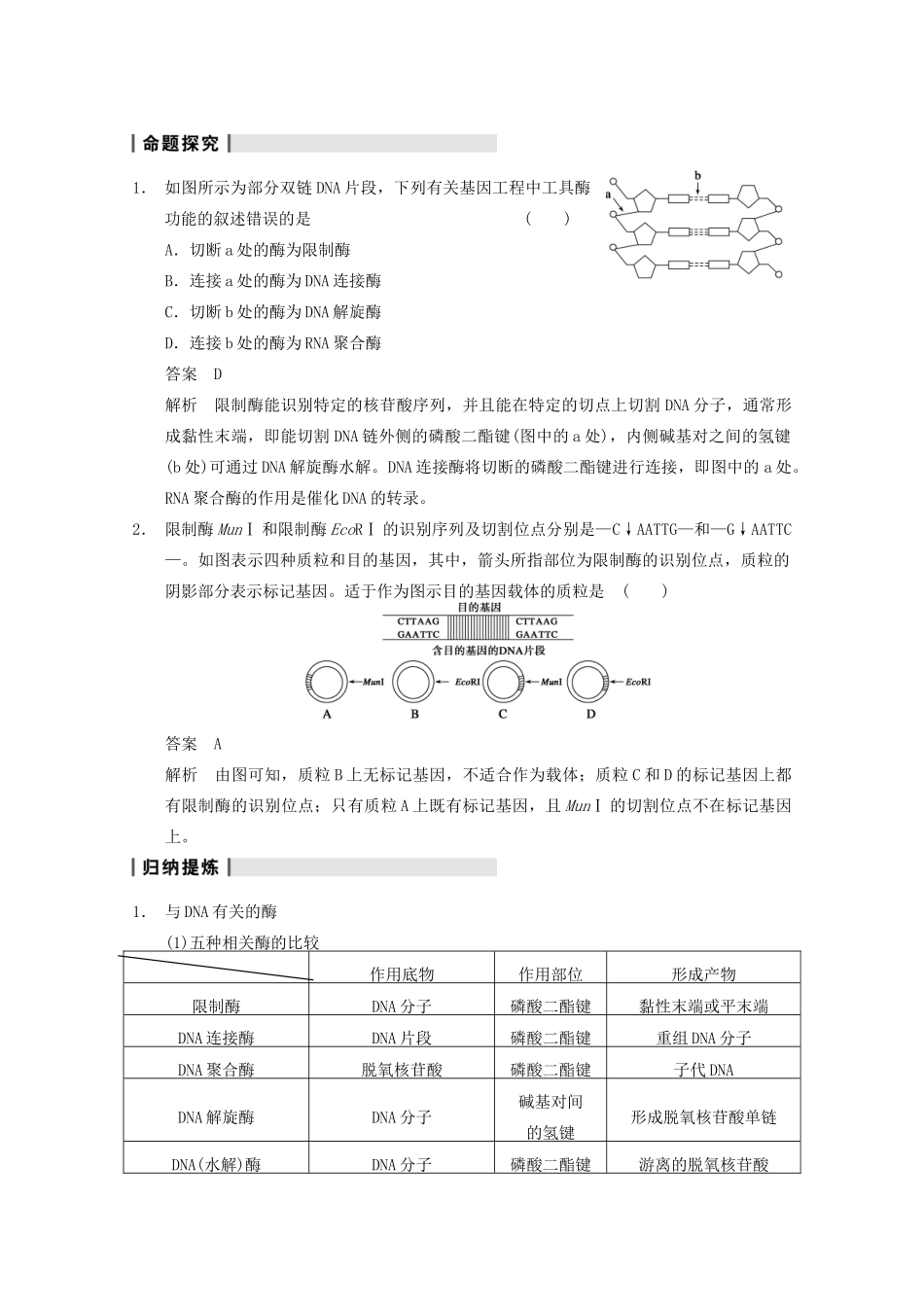 2014年高考生物大一轮复习 第十单元 第37讲 基因工程教案_第3页