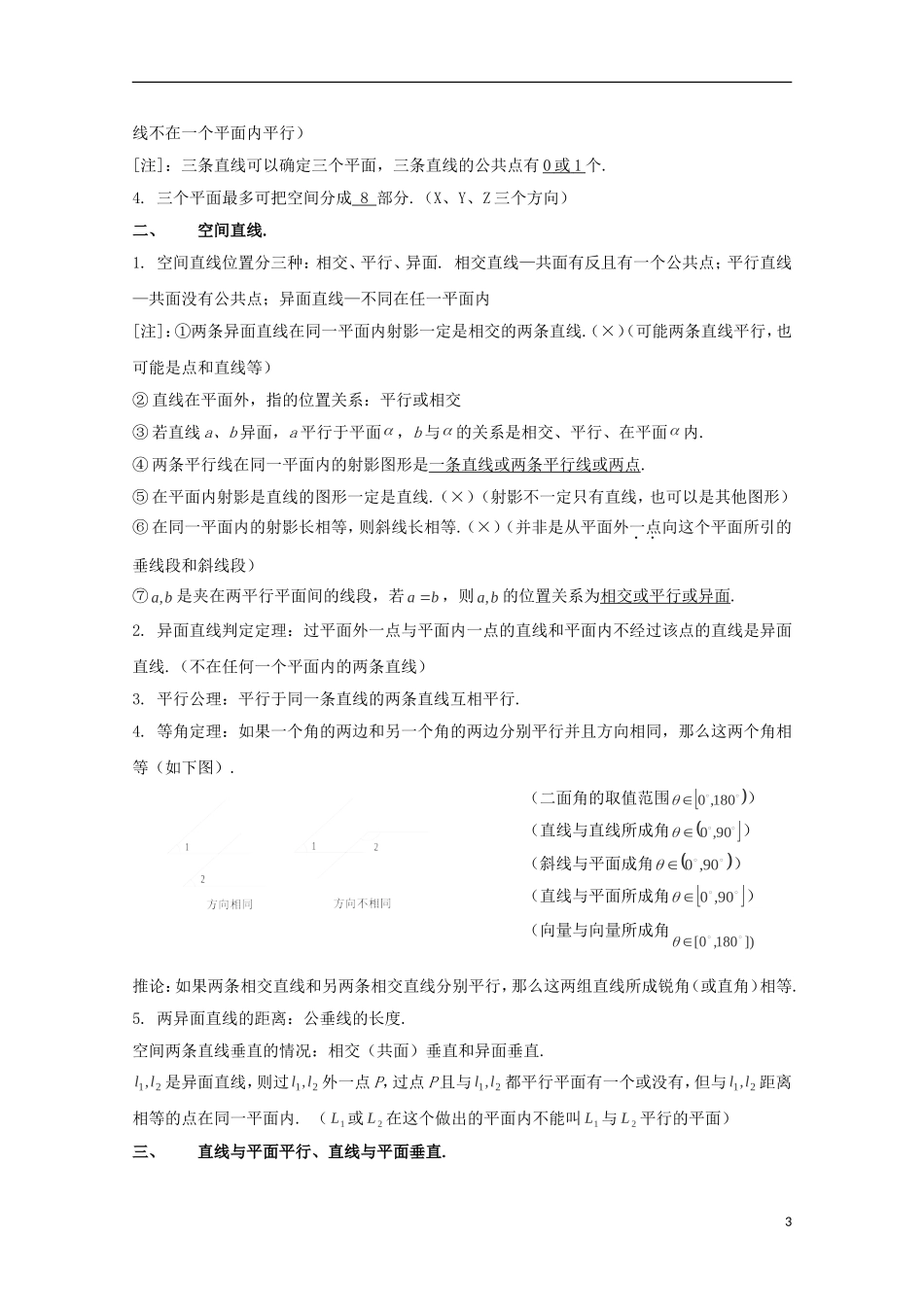 2014高考数学 基础知识清单 第09章 立体几何 新人教A版 _第3页
