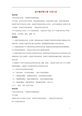 2014高考数学 基础知识清单 第09章 立体几何 新人教A版 