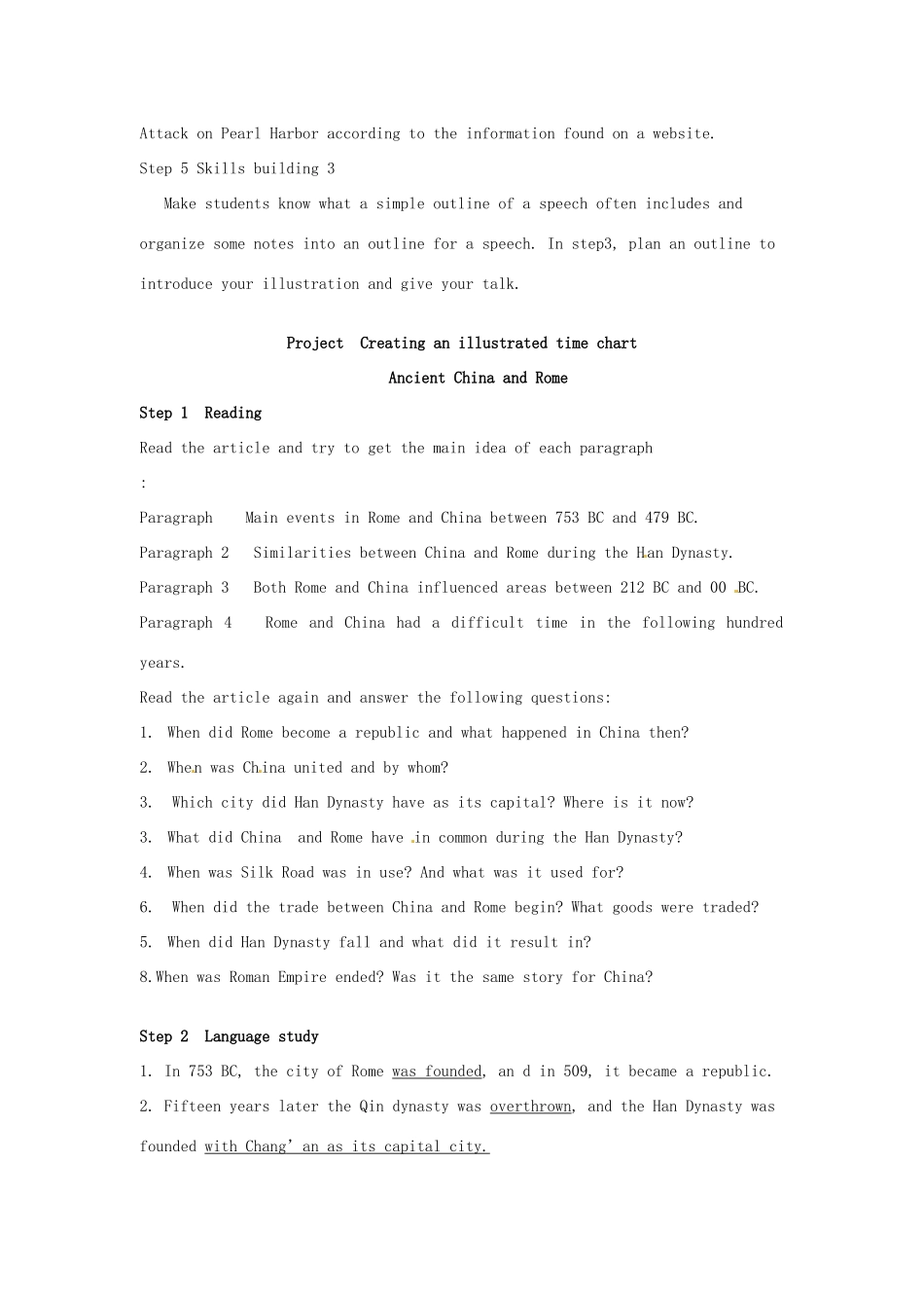 2014高中英语 Module 3 Back to the past Period3教案 译林牛津版必修3_第2页