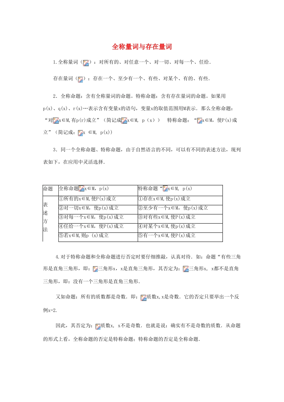 2014高中数学 全称量词与存在量词知识点击 北师大版选修2-1_第1页