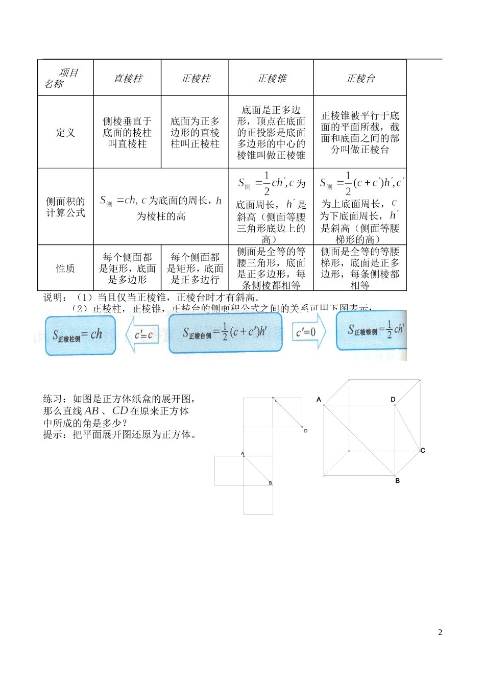 2014高中数学《空间几何体的表面积和体积》教案（1） 苏教版必修2_第2页
