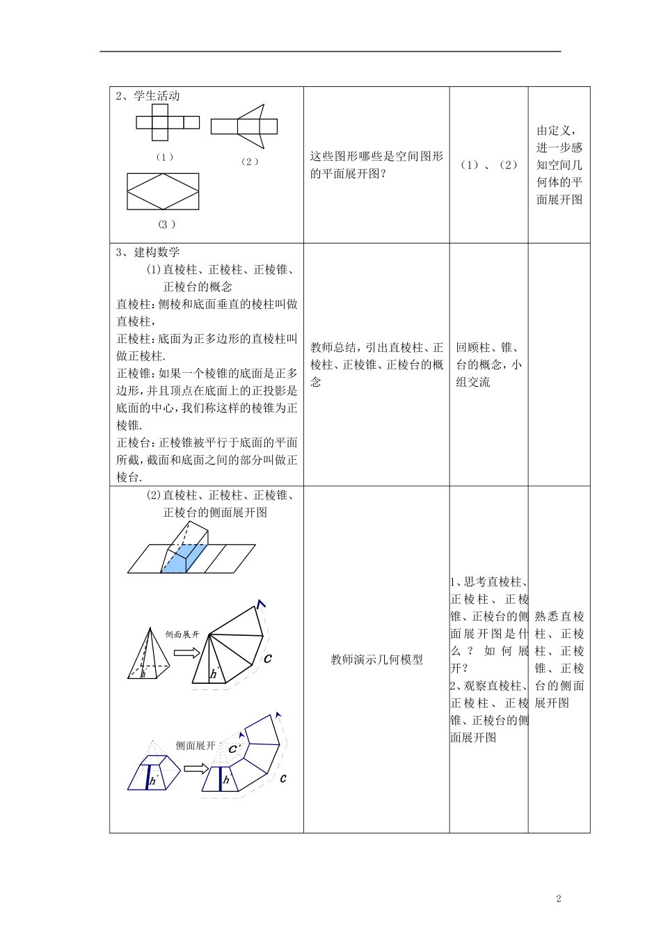 2014高中数学《空间几何体的表面积和体积》教案（2） 苏教版必修2_第2页