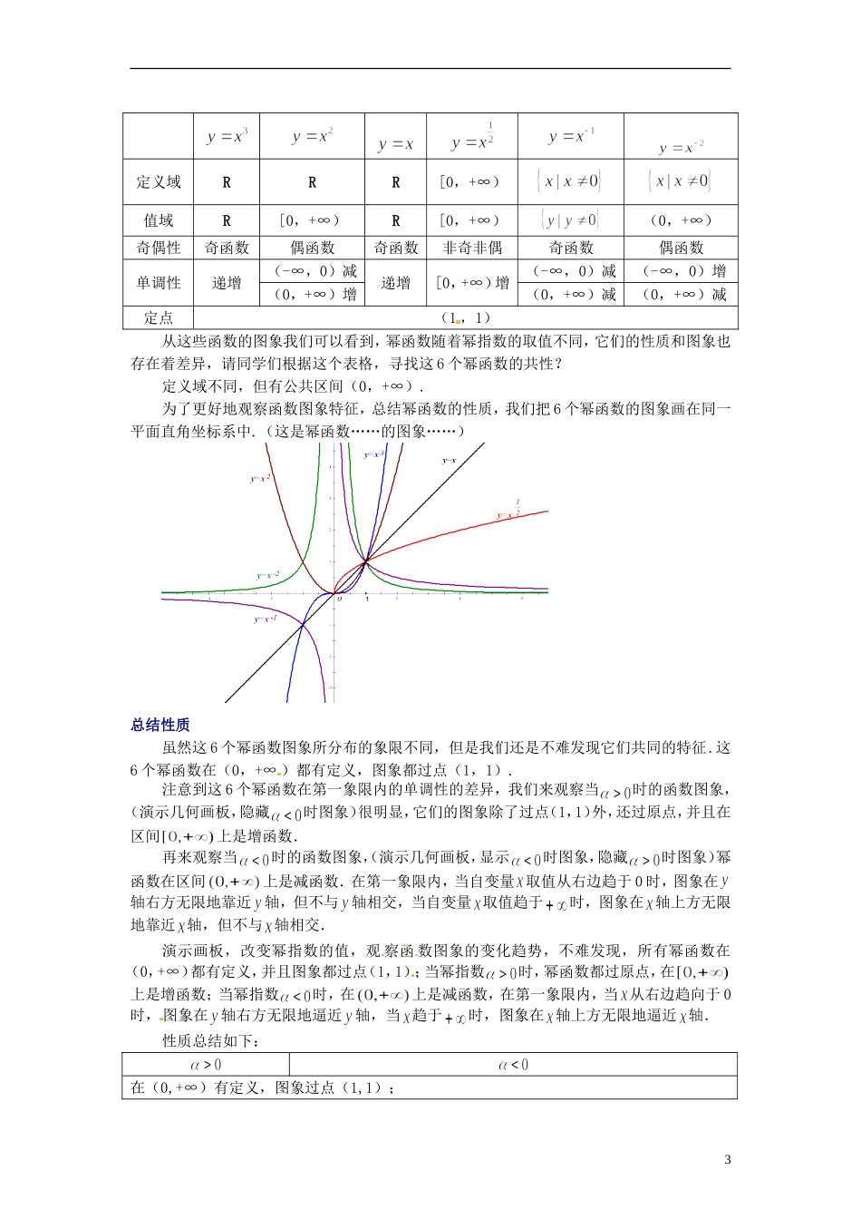 2014高中数学《幂函数》教案（1） 苏教版必修1_第3页