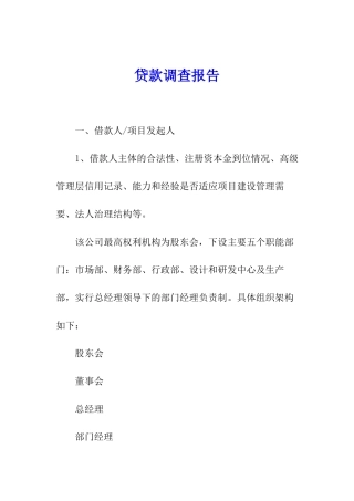 贷款调查报告