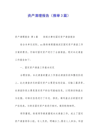 资产清理报告