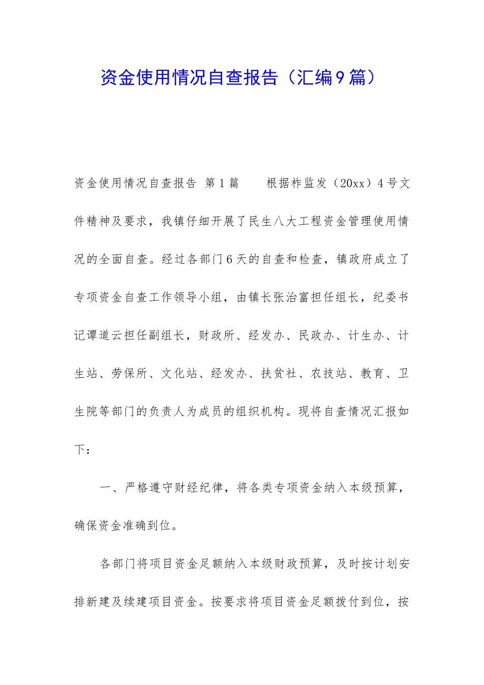 资金使用情况自查报告_第1页